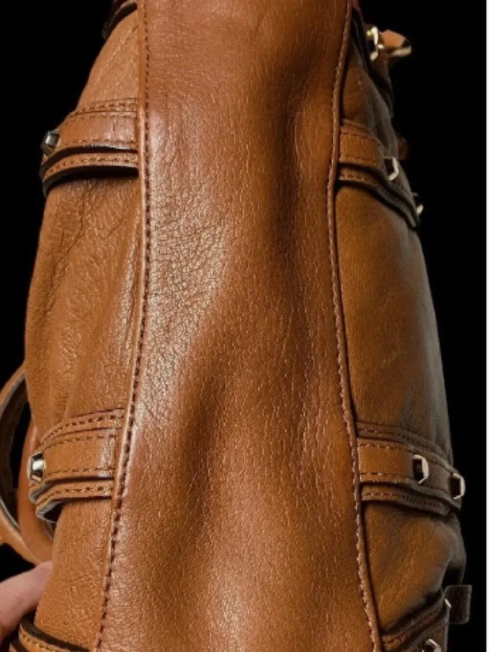 MICHAEL KORS BEDFORD COGNAC LEATHER SHOULDER BAG